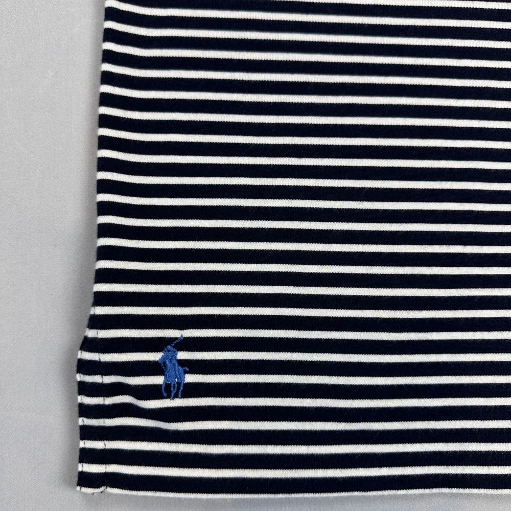 Polo Ralph Lauren Polo Shirt XL Navy White Stripe Cotton Pocket Classic Fit Pony